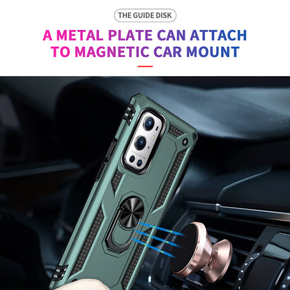 Dual Layer Tank Armor Hybrid Shockproof Soft TPU + Tough PC Back Cover with Kickstand Ring for OnePlus 9 Pro