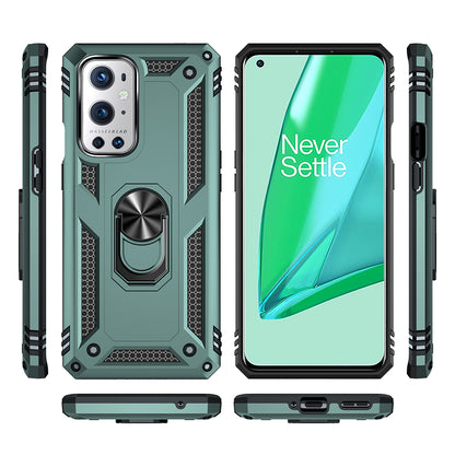 Dual Layer Tank Armor Hybrid Shockproof Soft TPU + Tough PC Back Cover with Kickstand Ring for OnePlus 9 Pro