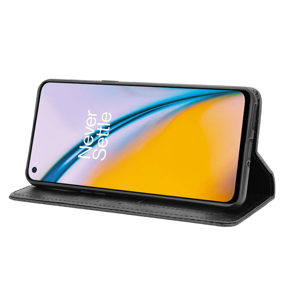 Retro Style PU Leather Flip Magnetic Stand Flip Protective Cover for OnePlus Nord 2 5G