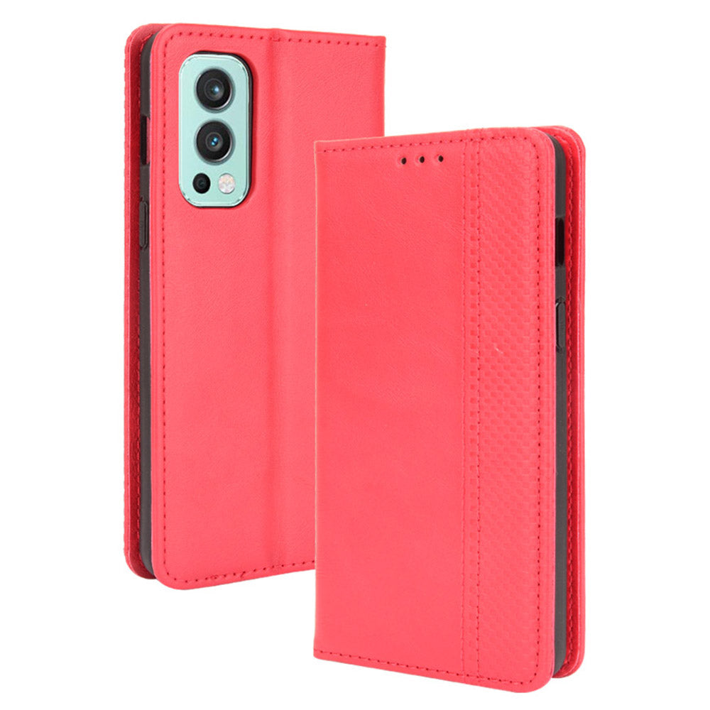 Retro Style PU Leather Flip Magnetic Stand Flip Protective Cover for OnePlus Nord 2 5G