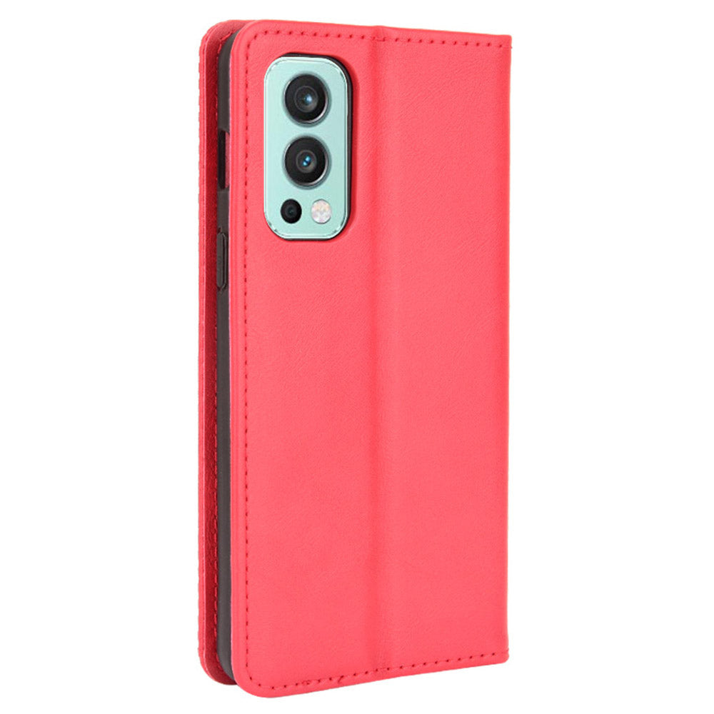 Retro Style PU Leather Flip Magnetic Stand Flip Protective Cover for OnePlus Nord 2 5G