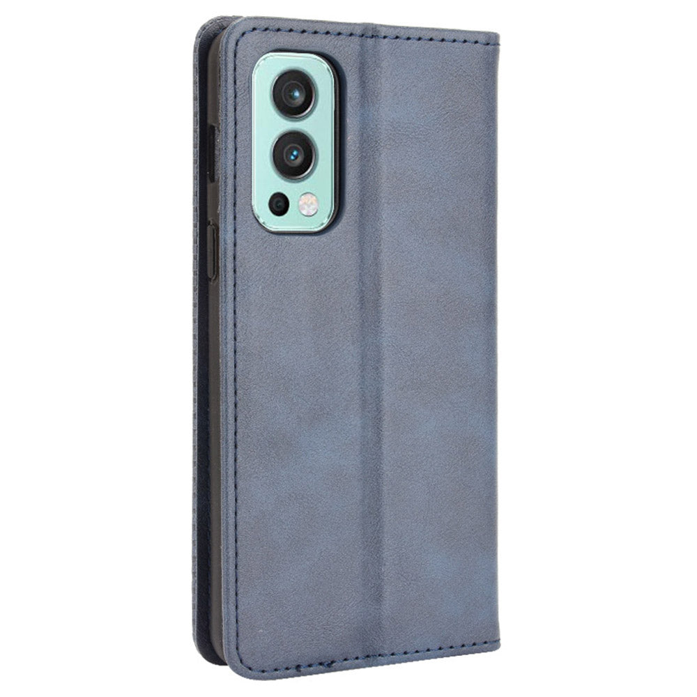 Retro Style PU Leather Flip Magnetic Stand Flip Protective Cover for OnePlus Nord 2 5G