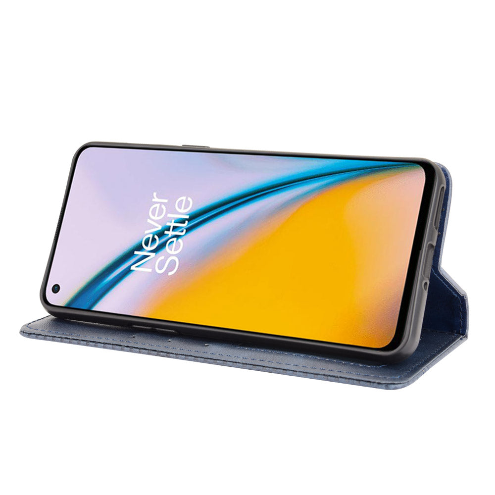 Retro Style PU Leather Flip Magnetic Stand Flip Protective Cover for OnePlus Nord 2 5G