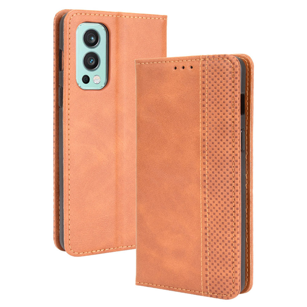 Retro Style PU Leather Flip Magnetic Stand Flip Protective Cover for OnePlus Nord 2 5G