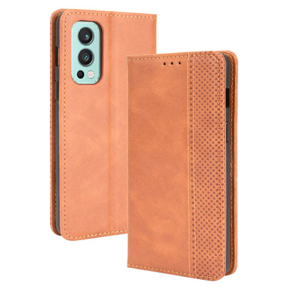 Retro Style PU Leather Flip Magnetic Stand Flip Protective Cover for OnePlus Nord 2 5G