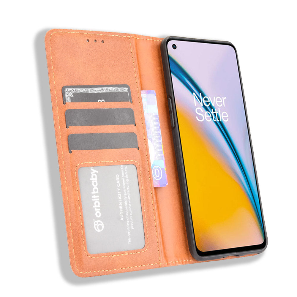 Retro Style PU Leather Flip Magnetic Stand Flip Protective Cover for OnePlus Nord 2 5G