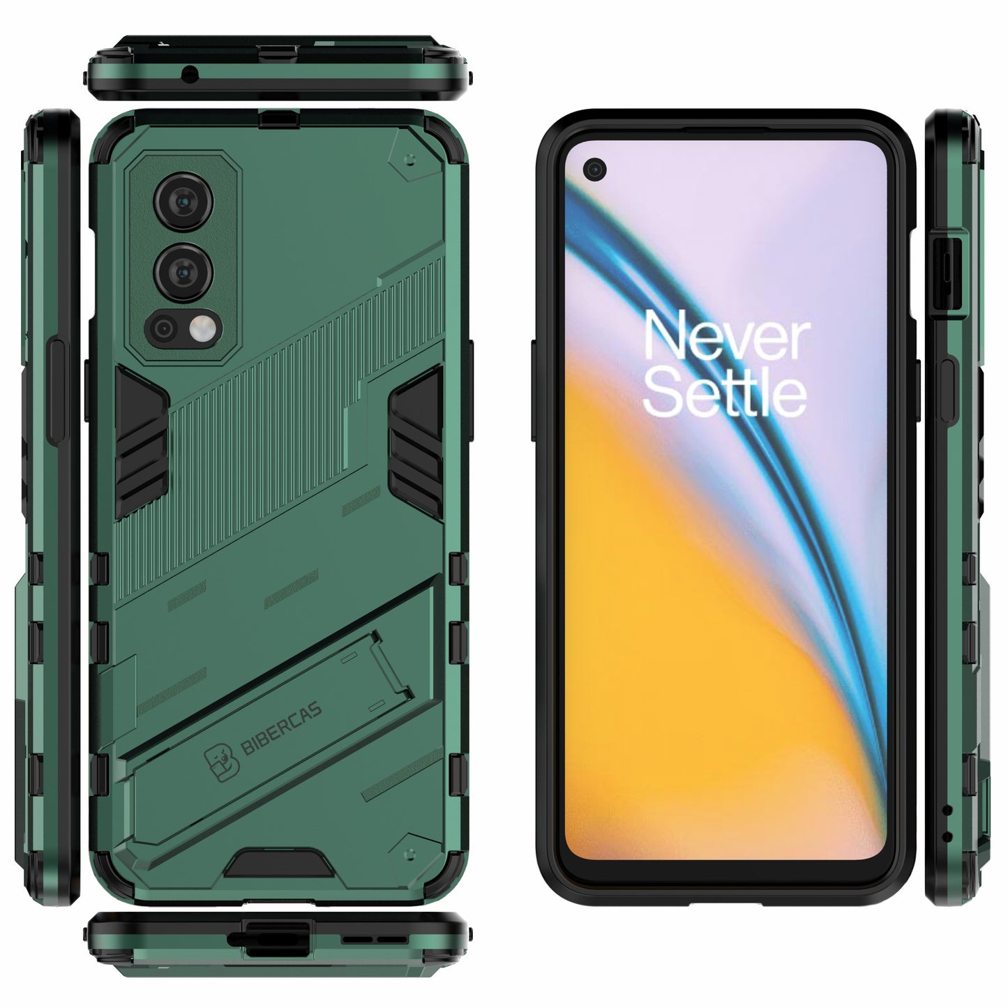 Full-Body Protection Slim Hard PC + Soft TPU Cover with Kickstand for OnePlus Nord 2 5G