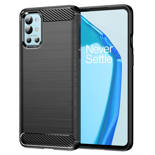 1.8mm Air Cushion Design TPU Case Phone Cover with Carbon Fiber Texture Brushed Surface Heat Dissipation for OnePlus 9R