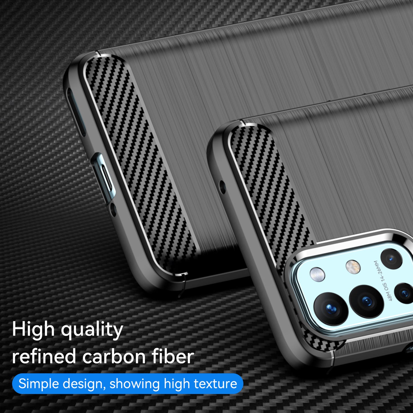 1.8mm Air Cushion Design TPU Case Phone Cover with Carbon Fiber Texture Brushed Surface Heat Dissipation for OnePlus 9R