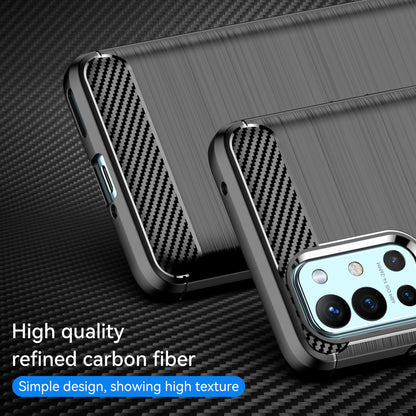 1.8mm Air Cushion Design TPU Case Phone Cover with Carbon Fiber Texture Brushed Surface Heat Dissipation for OnePlus 9R