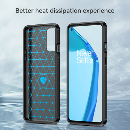 1.8mm Air Cushion Design TPU Case Phone Cover with Carbon Fiber Texture Brushed Surface Heat Dissipation for OnePlus 9R