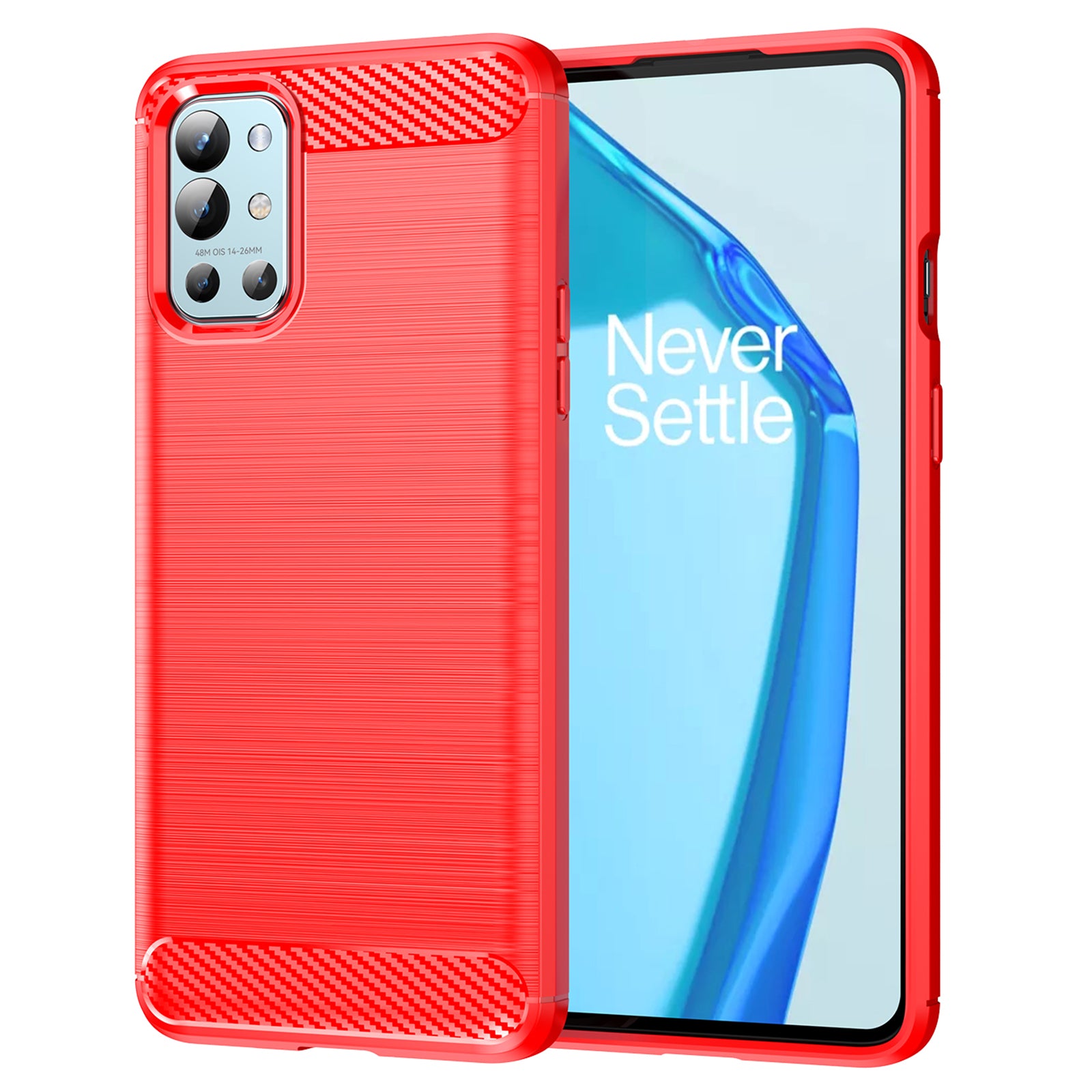 1.8mm Air Cushion Design TPU Case Phone Cover with Carbon Fiber Texture Brushed Surface Heat Dissipation for OnePlus 9R