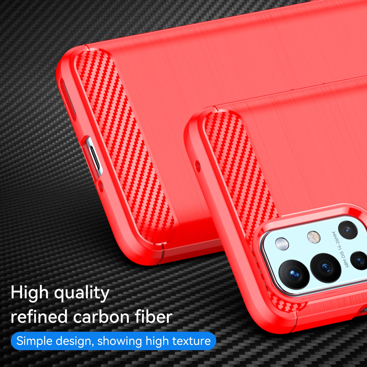 1.8mm Air Cushion Design TPU Case Phone Cover with Carbon Fiber Texture Brushed Surface Heat Dissipation for OnePlus 9R