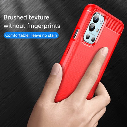 1.8mm Air Cushion Design TPU Case Phone Cover with Carbon Fiber Texture Brushed Surface Heat Dissipation for OnePlus 9R