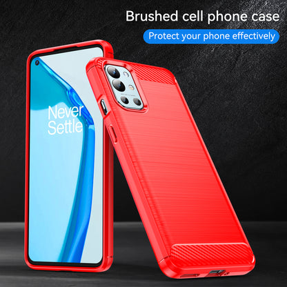 1.8mm Air Cushion Design TPU Case Phone Cover with Carbon Fiber Texture Brushed Surface Heat Dissipation for OnePlus 9R