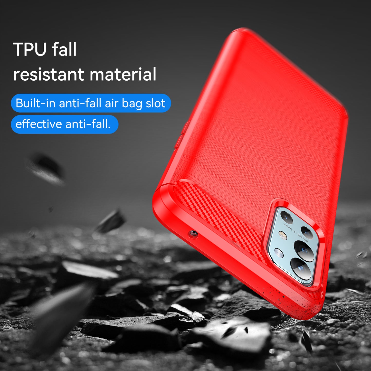 1.8mm Air Cushion Design TPU Case Phone Cover with Carbon Fiber Texture Brushed Surface Heat Dissipation for OnePlus 9R