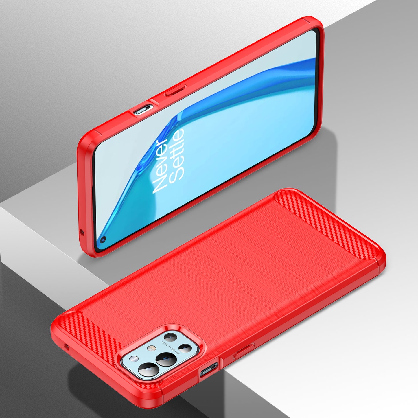 1.8mm Air Cushion Design TPU Case Phone Cover with Carbon Fiber Texture Brushed Surface Heat Dissipation for OnePlus 9R
