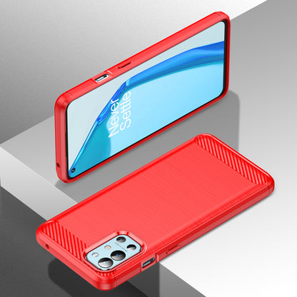 1.8mm Air Cushion Design TPU Case Phone Cover with Carbon Fiber Texture Brushed Surface Heat Dissipation for OnePlus 9R