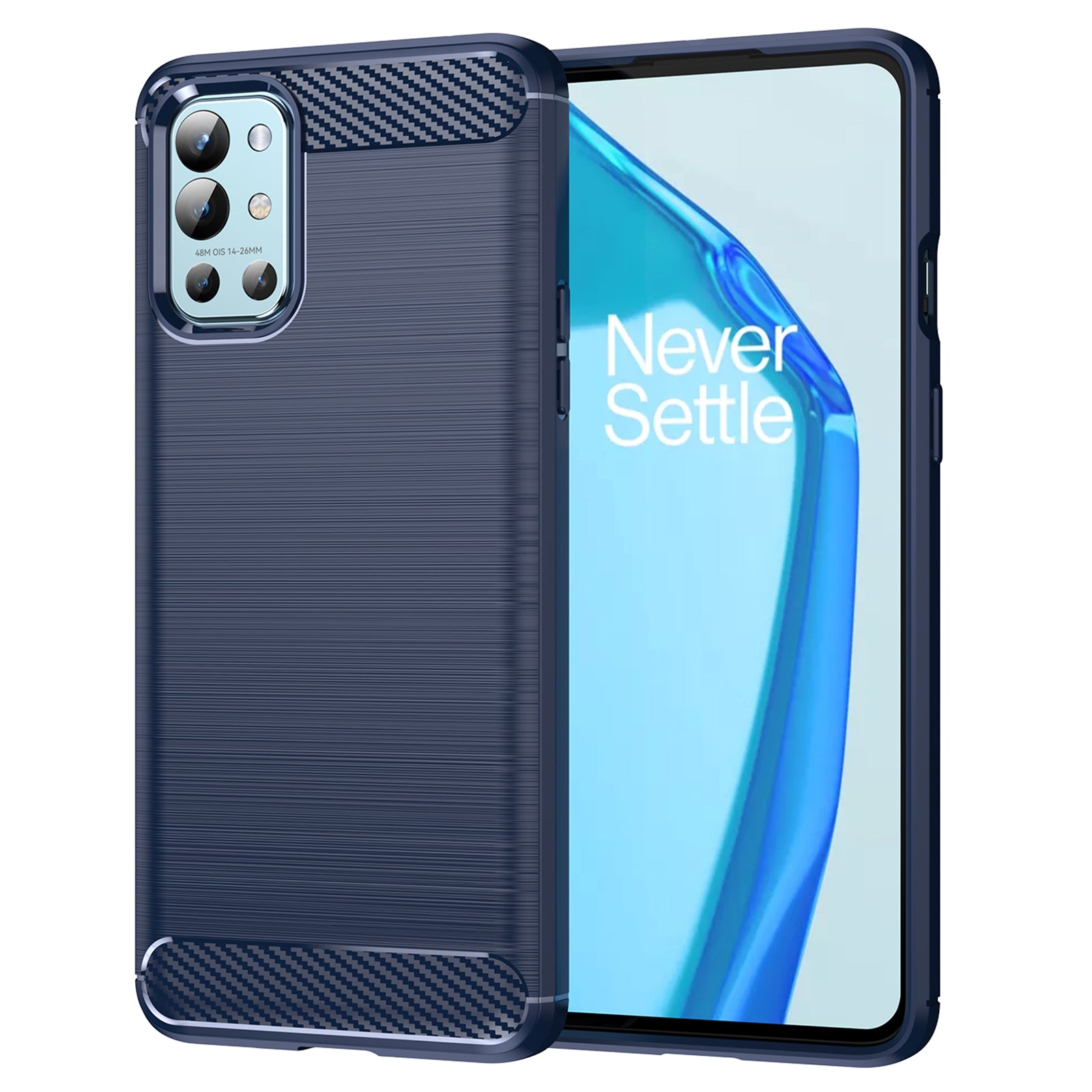 1.8mm Air Cushion Design TPU Case Phone Cover with Carbon Fiber Texture Brushed Surface Heat Dissipation for OnePlus 9R