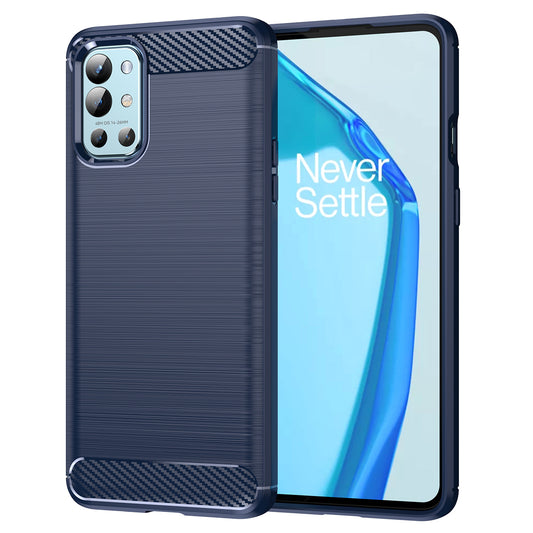 1.8mm Air Cushion Design TPU Case Phone Cover with Carbon Fiber Texture Brushed Surface Heat Dissipation for OnePlus 9R