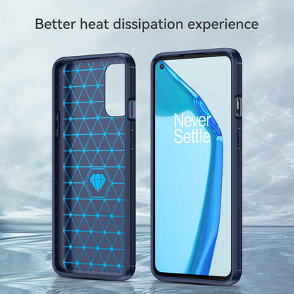 1.8mm Air Cushion Design TPU Case Phone Cover with Carbon Fiber Texture Brushed Surface Heat Dissipation for OnePlus 9R