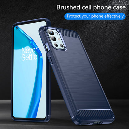 1.8mm Air Cushion Design TPU Case Phone Cover with Carbon Fiber Texture Brushed Surface Heat Dissipation for OnePlus 9R