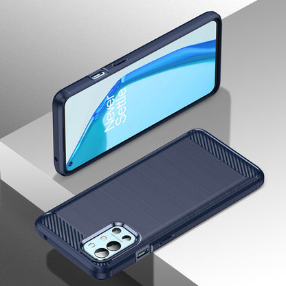 1.8mm Air Cushion Design TPU Case Phone Cover with Carbon Fiber Texture Brushed Surface Heat Dissipation for OnePlus 9R