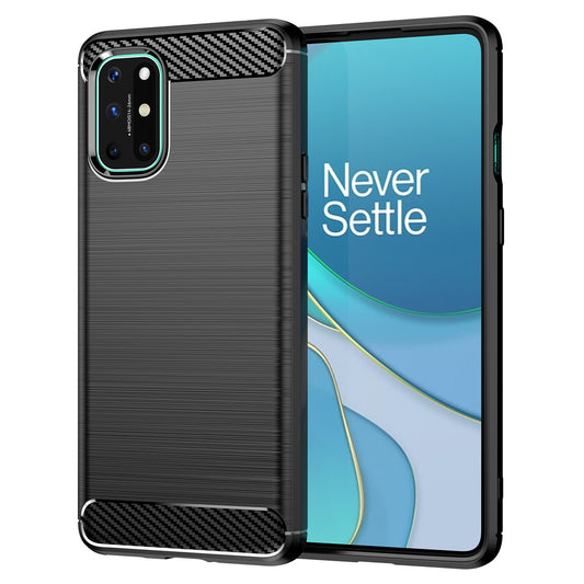 1.8mm Flexible Carbon Fiber Texture TPU Case Ultra Thin Anti-Fall Phone Cover with Brushed Surface for OnePlus 8T