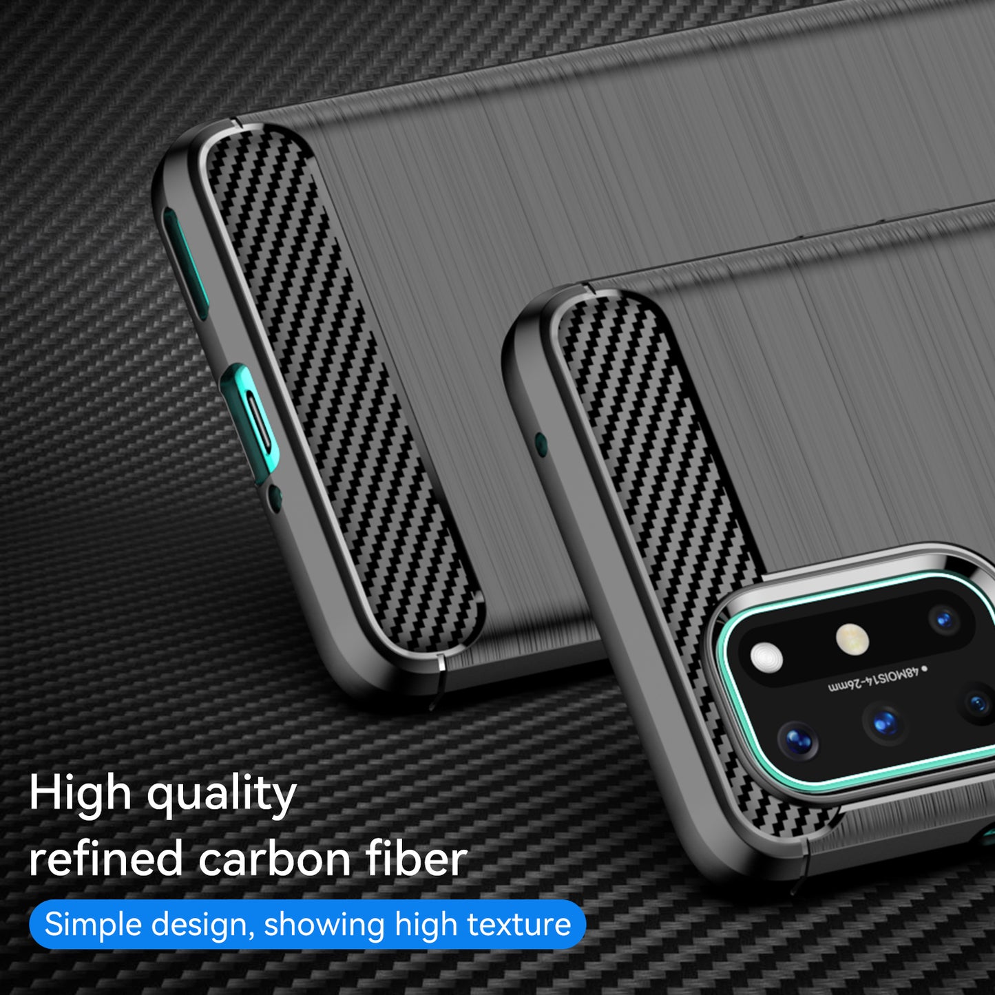 1.8mm Flexible Carbon Fiber Texture TPU Case Ultra Thin Anti-Fall Phone Cover with Brushed Surface for OnePlus 8T
