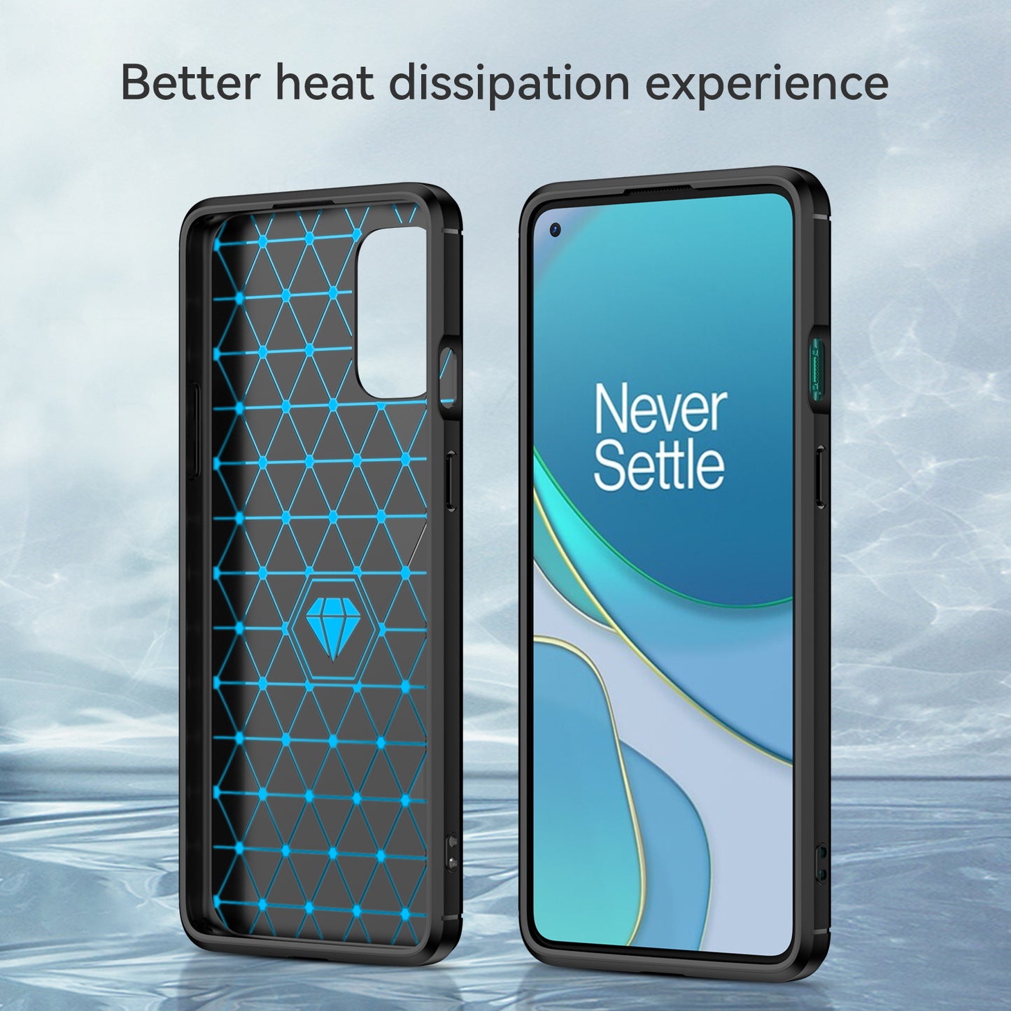 1.8mm Flexible Carbon Fiber Texture TPU Case Ultra Thin Anti-Fall Phone Cover with Brushed Surface for OnePlus 8T