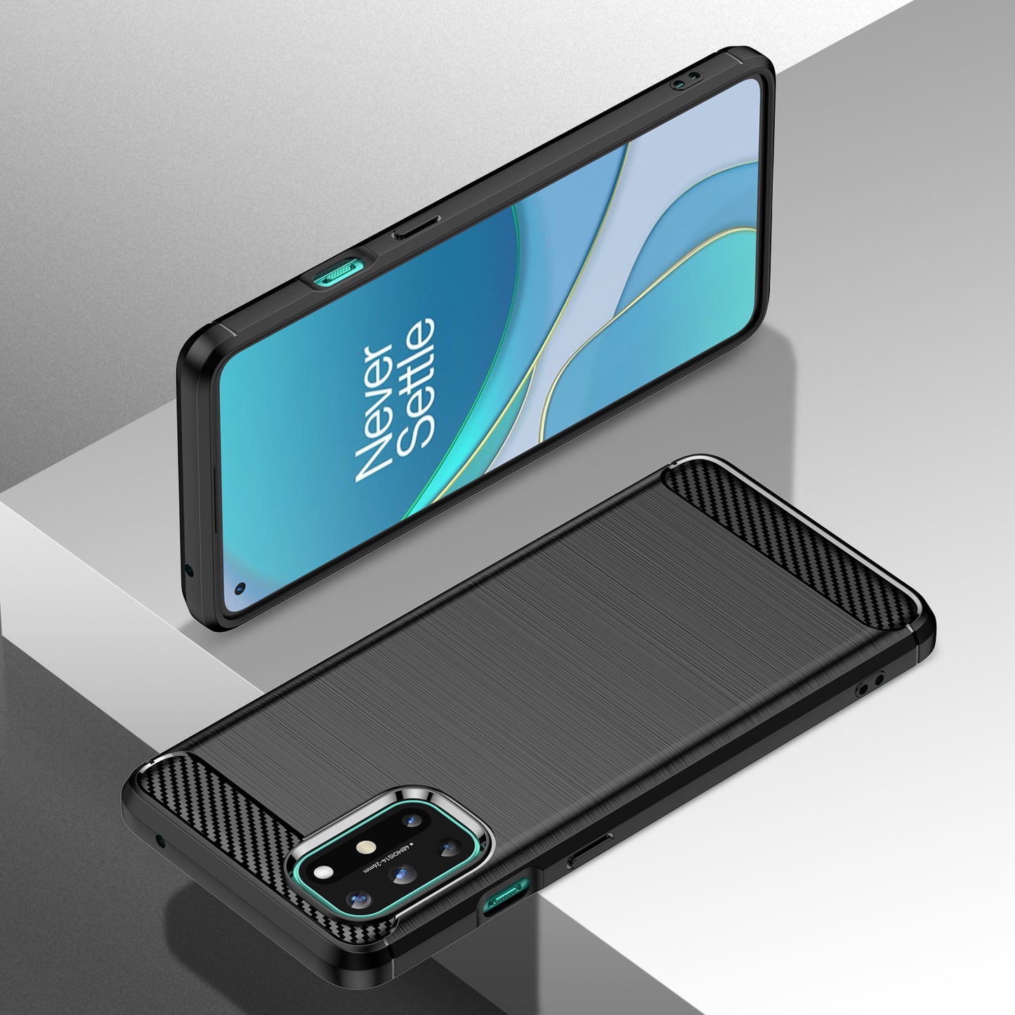 1.8mm Flexible Carbon Fiber Texture TPU Case Ultra Thin Anti-Fall Phone Cover with Brushed Surface for OnePlus 8T