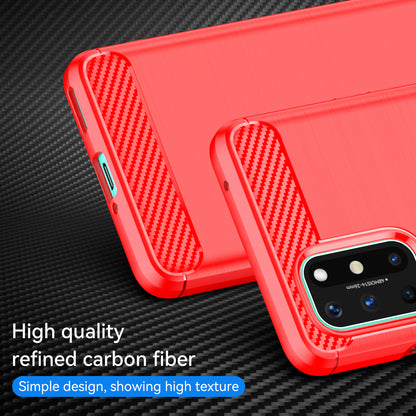 1.8mm Flexible Carbon Fiber Texture TPU Case Ultra Thin Anti-Fall Phone Cover with Brushed Surface for OnePlus 8T