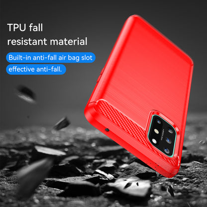 1.8mm Flexible Carbon Fiber Texture TPU Case Ultra Thin Anti-Fall Phone Cover with Brushed Surface for OnePlus 8T