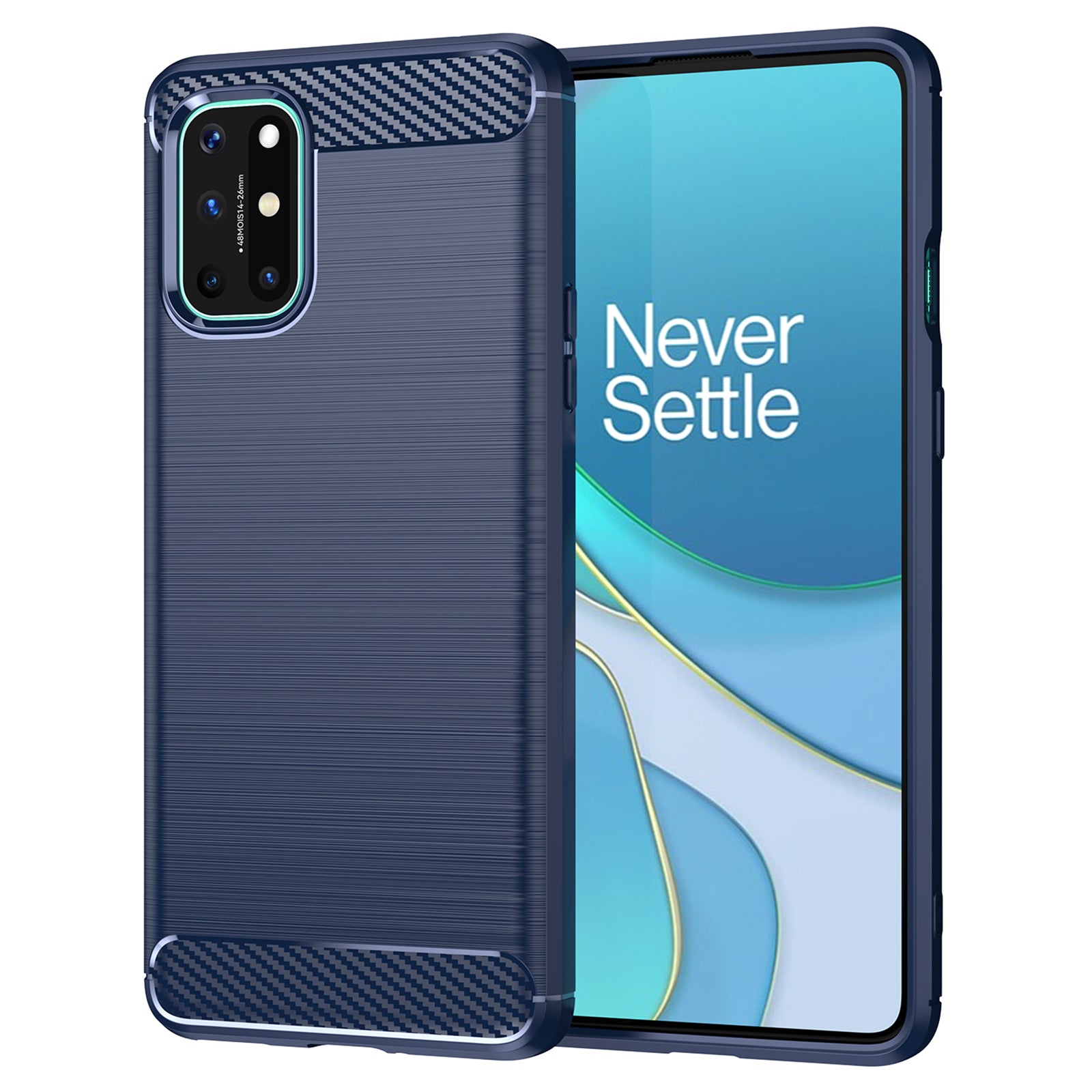 1.8mm Flexible Carbon Fiber Texture TPU Case Ultra Thin Anti-Fall Phone Cover with Brushed Surface for OnePlus 8T