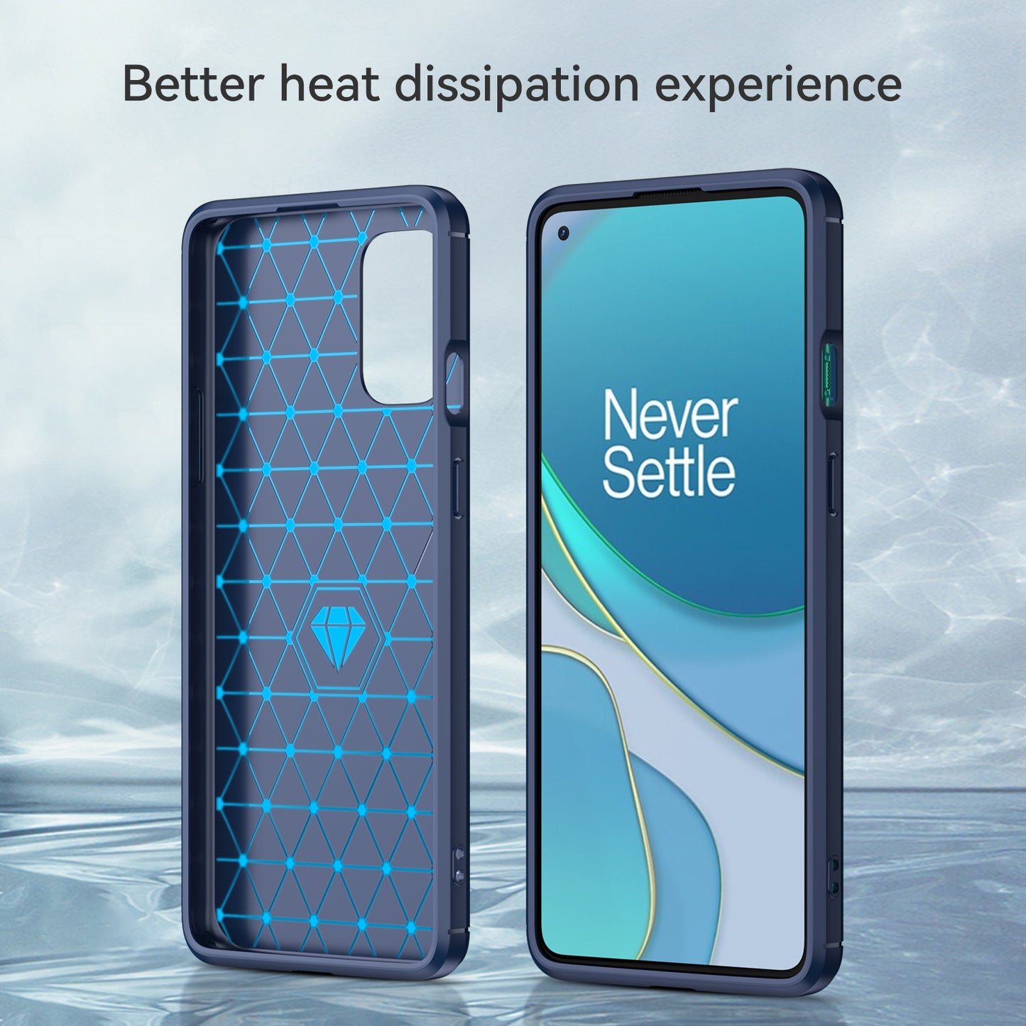 1.8mm Flexible Carbon Fiber Texture TPU Case Ultra Thin Anti-Fall Phone Cover with Brushed Surface for OnePlus 8T