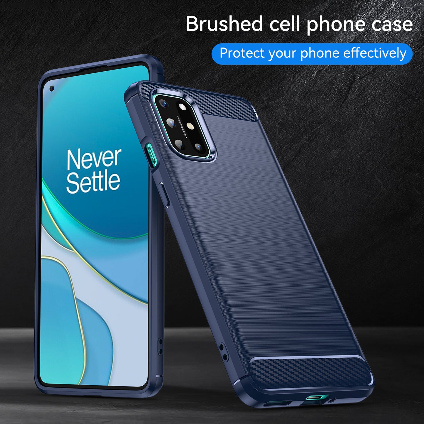1.8mm Flexible Carbon Fiber Texture TPU Case Ultra Thin Anti-Fall Phone Cover with Brushed Surface for OnePlus 8T