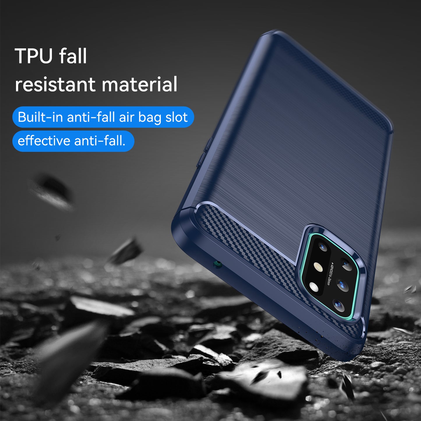 1.8mm Flexible Carbon Fiber Texture TPU Case Ultra Thin Anti-Fall Phone Cover with Brushed Surface for OnePlus 8T