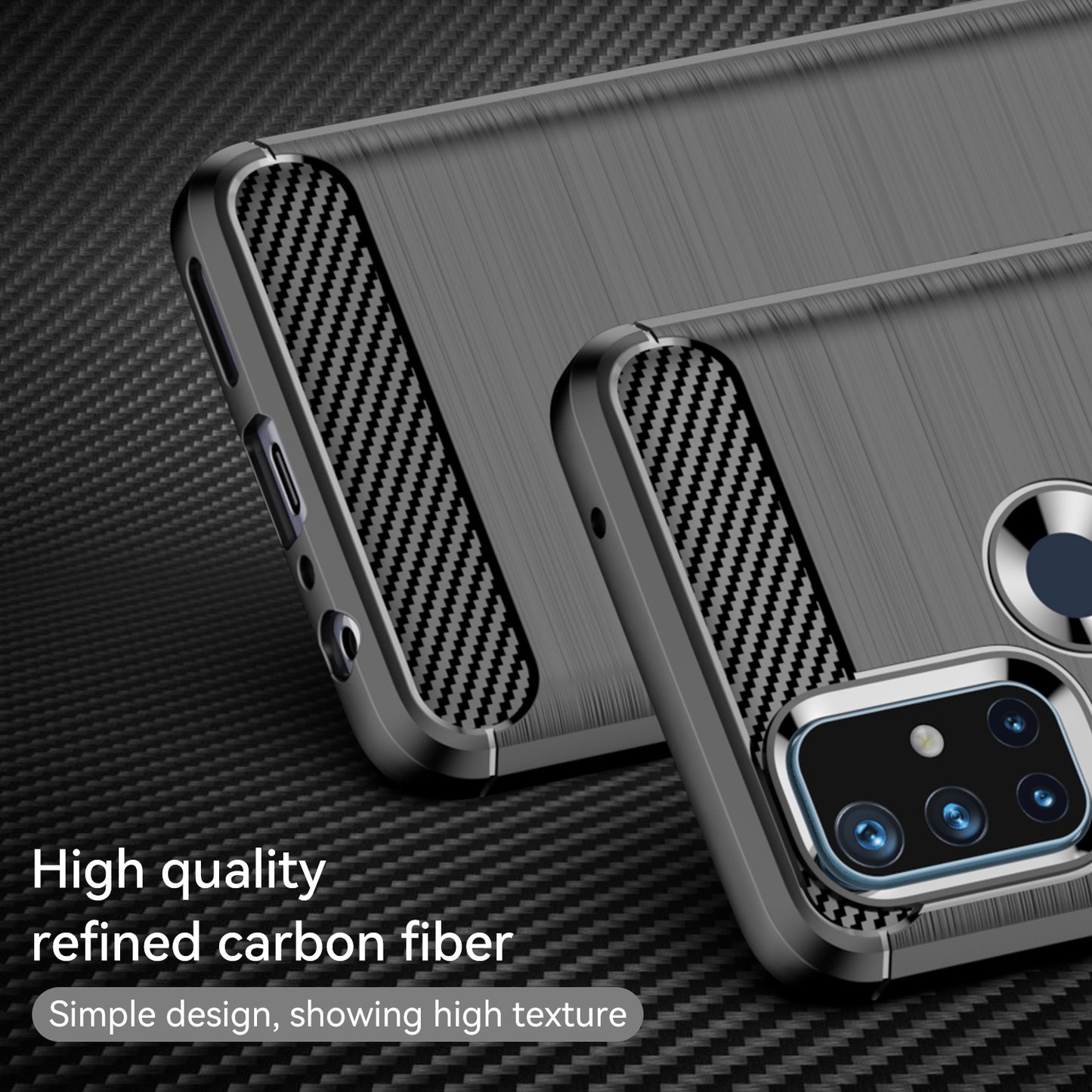 1.8mm Air Cushion Design TPU Case Stain Prevention Phone Cover with Carbon Fiber Texture Brushed Surface for OnePlus Nord N10 5G