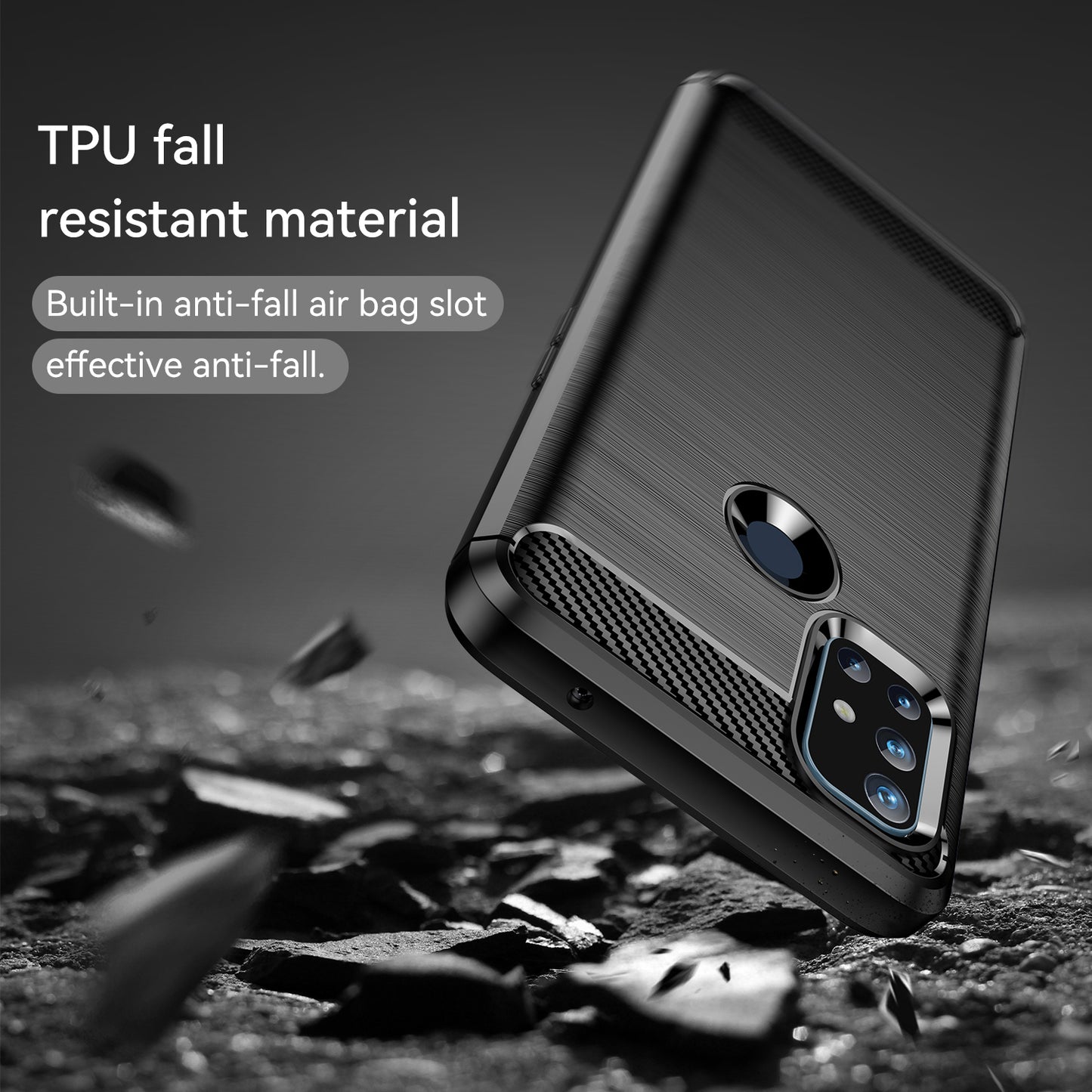 1.8mm Air Cushion Design TPU Case Stain Prevention Phone Cover with Carbon Fiber Texture Brushed Surface for OnePlus Nord N10 5G