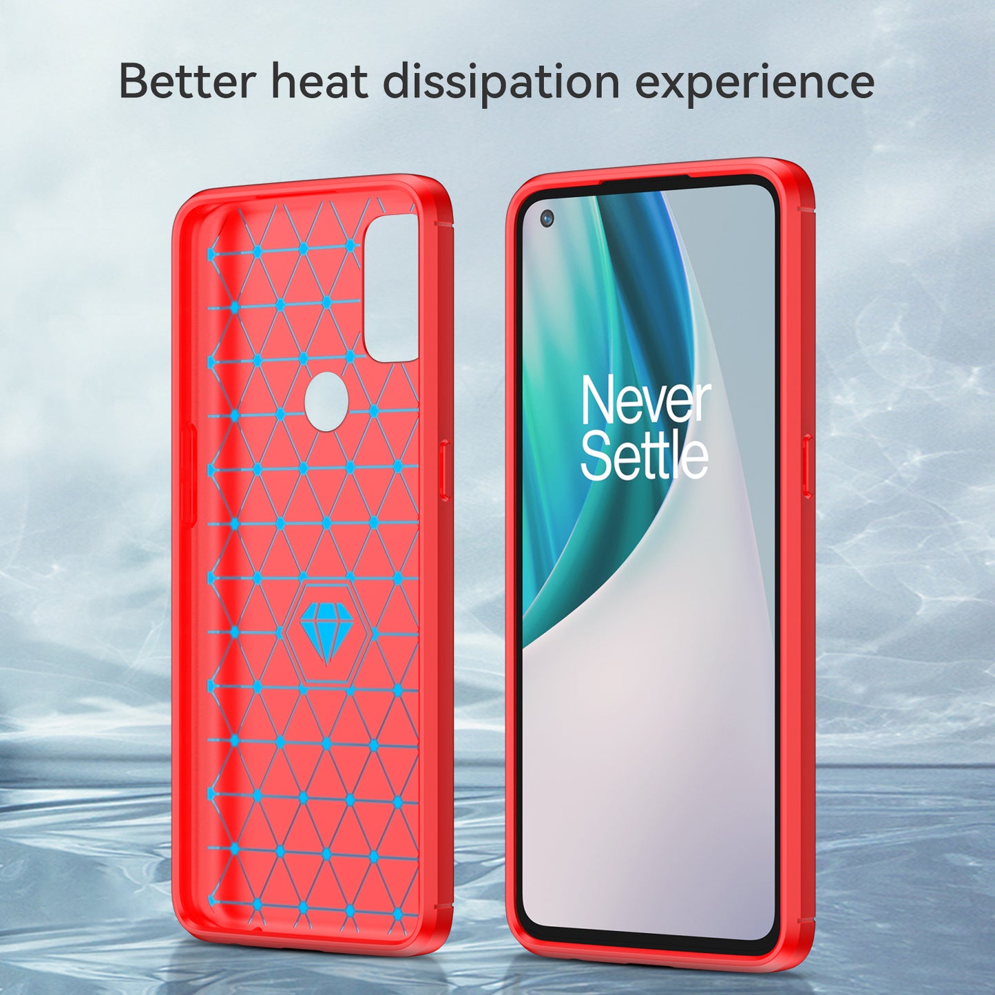 1.8mm Air Cushion Design TPU Case Stain Prevention Phone Cover with Carbon Fiber Texture Brushed Surface for OnePlus Nord N10 5G