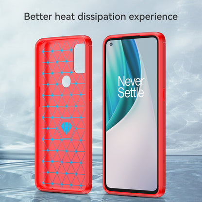 1.8mm Air Cushion Design TPU Case Stain Prevention Phone Cover with Carbon Fiber Texture Brushed Surface for OnePlus Nord N10 5G