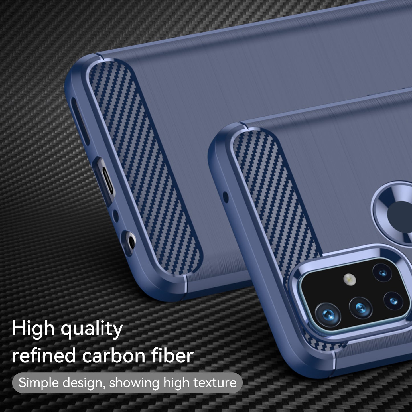 1.8mm Air Cushion Design TPU Case Stain Prevention Phone Cover with Carbon Fiber Texture Brushed Surface for OnePlus Nord N10 5G