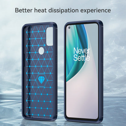 1.8mm Air Cushion Design TPU Case Stain Prevention Phone Cover with Carbon Fiber Texture Brushed Surface for OnePlus Nord N10 5G