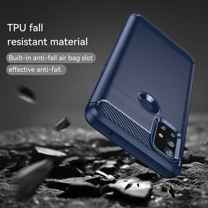 1.8mm Air Cushion Design TPU Case Stain Prevention Phone Cover with Carbon Fiber Texture Brushed Surface for OnePlus Nord N10 5G
