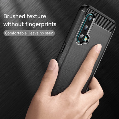 1.8mm Air Cushion Design TPU Case Fingerprint-Free Brushed Surface Phone Cover with Carbon Fiber Texture for OnePlus Nord CE 5G