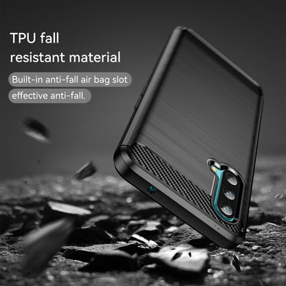 1.8mm Air Cushion Design TPU Case Fingerprint-Free Brushed Surface Phone Cover with Carbon Fiber Texture for OnePlus Nord CE 5G