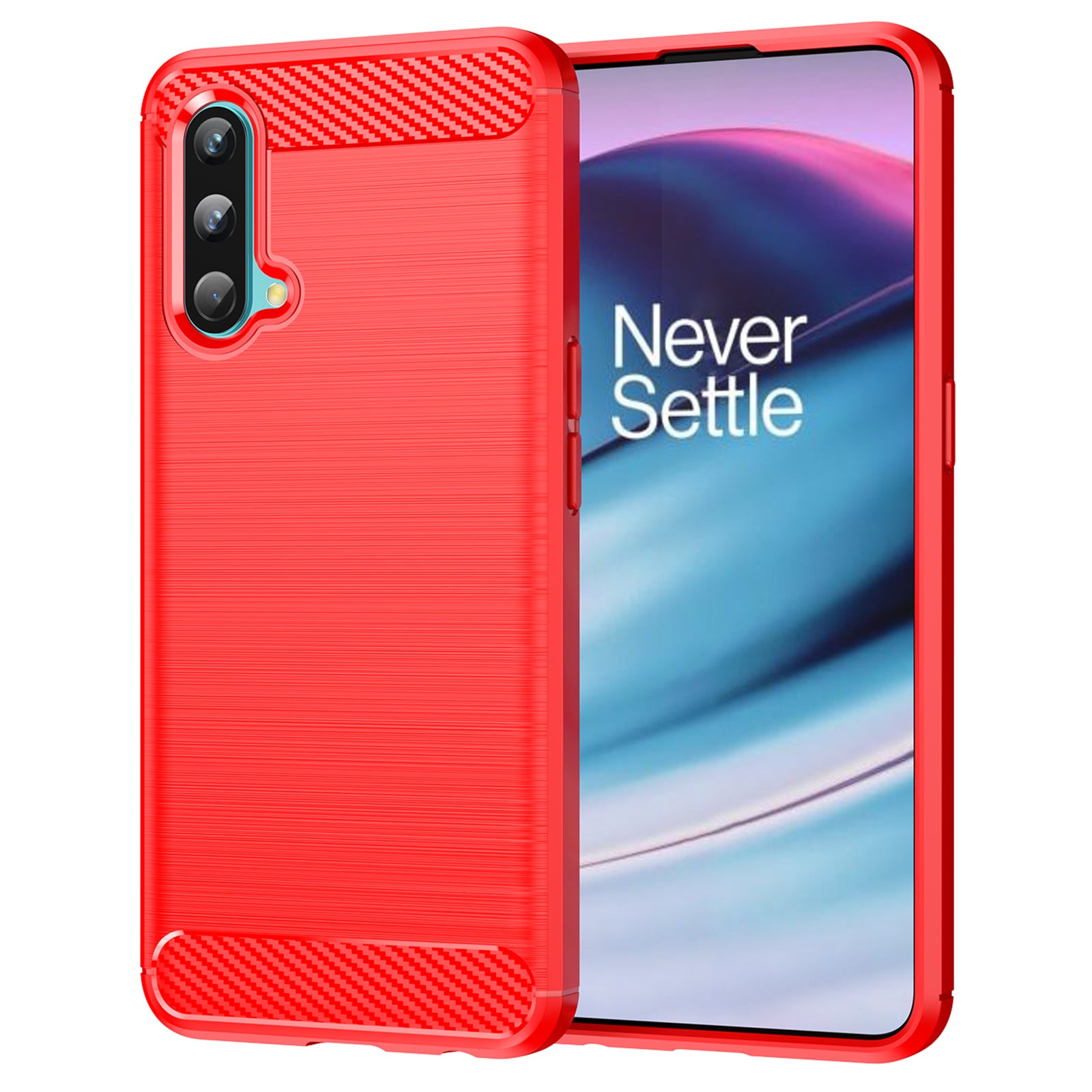 1.8mm Air Cushion Design TPU Case Fingerprint-Free Brushed Surface Phone Cover with Carbon Fiber Texture for OnePlus Nord CE 5G
