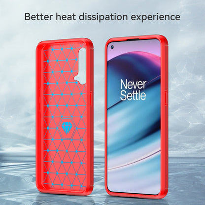1.8mm Air Cushion Design TPU Case Fingerprint-Free Brushed Surface Phone Cover with Carbon Fiber Texture for OnePlus Nord CE 5G