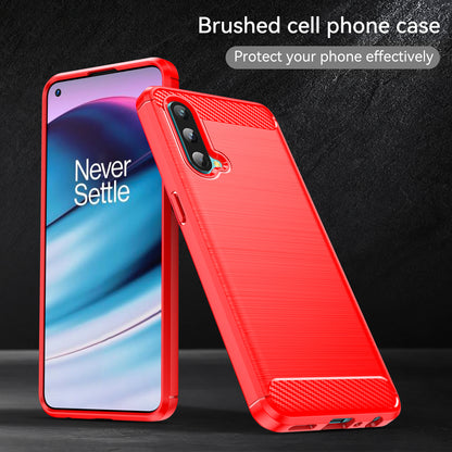 1.8mm Air Cushion Design TPU Case Fingerprint-Free Brushed Surface Phone Cover with Carbon Fiber Texture for OnePlus Nord CE 5G