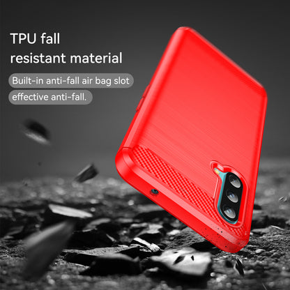 1.8mm Air Cushion Design TPU Case Fingerprint-Free Brushed Surface Phone Cover with Carbon Fiber Texture for OnePlus Nord CE 5G